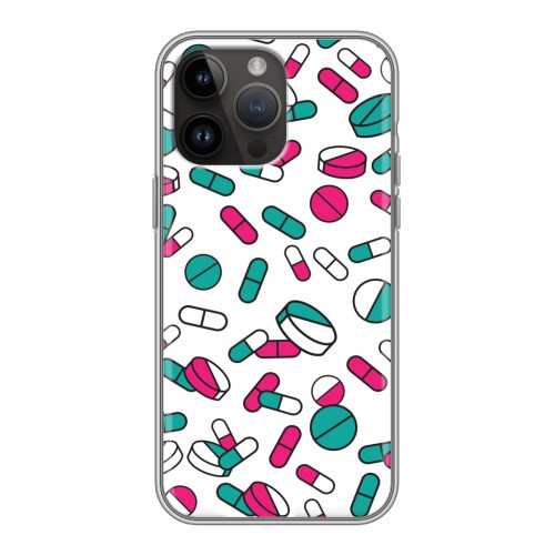 Дизайнерский силиконовый с усиленными углами чехол для Iphone 14 Pro Max Разноцветные таблетки