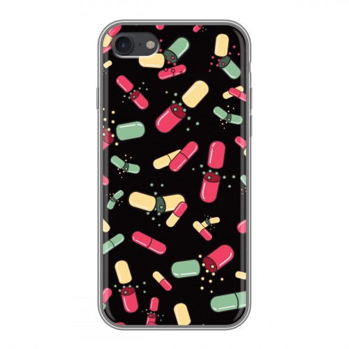 Дизайнерский силиконовый с усиленными углами чехол для Iphone 7 Разноцветные таблетки
