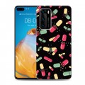 Дизайнерский силиконовый с усиленными углами чехол для Huawei P40 Разноцветные таблетки