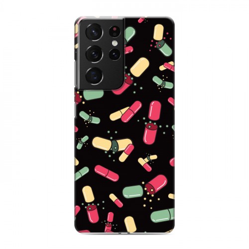 Дизайнерский пластиковый чехол для Samsung Galaxy S21 Ultra Разноцветные таблетки