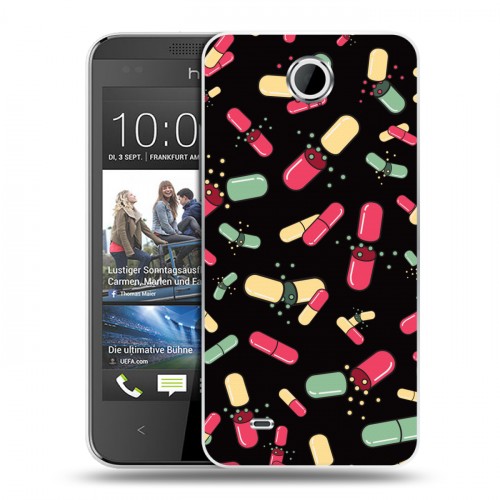 Дизайнерский пластиковый чехол для HTC Desire 300 Разноцветные таблетки