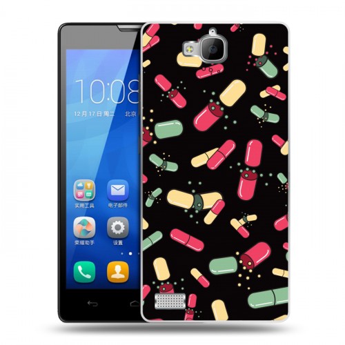 Дизайнерский пластиковый чехол для Huawei Honor 3c Разноцветные таблетки