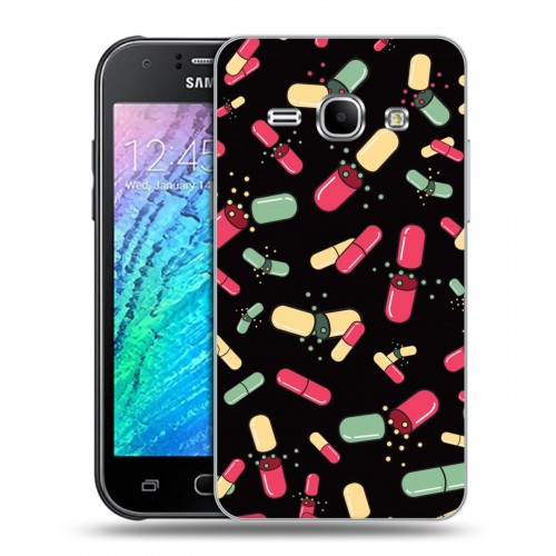 Дизайнерский пластиковый чехол для Samsung J1 Разноцветные таблетки