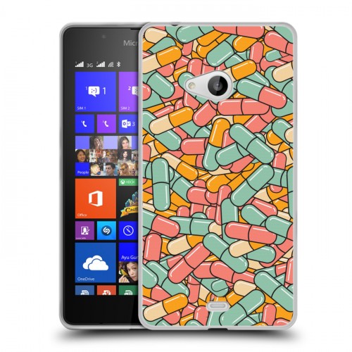 Дизайнерский пластиковый чехол для Microsoft Lumia 540 Разноцветные таблетки