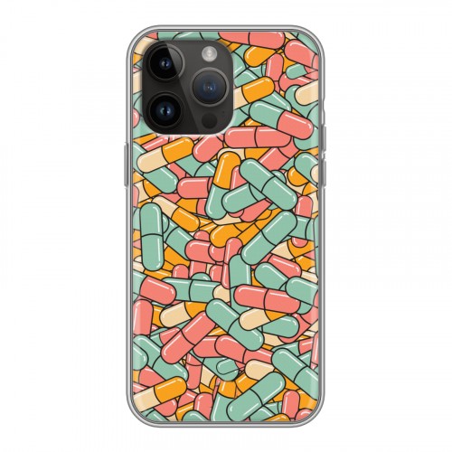 Дизайнерский силиконовый чехол для Iphone 14 Pro Max Разноцветные таблетки