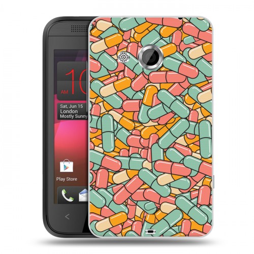 Дизайнерский пластиковый чехол для HTC Desire 200 Разноцветные таблетки