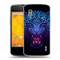 Дизайнерский пластиковый чехол для LG Google Nexus 4 Ультрафиолетовые животные