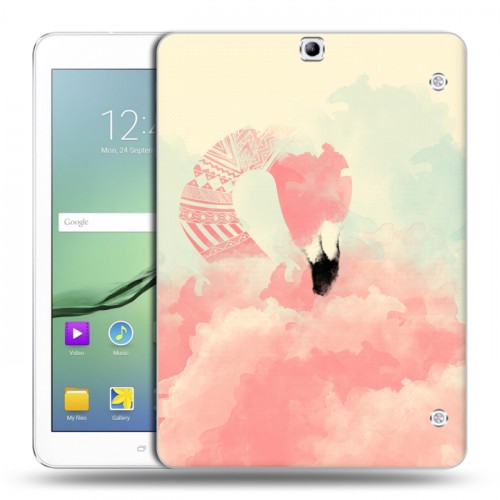 Дизайнерский силиконовый чехол для Samsung Galaxy Tab S2 9.7 Розовые фламинго