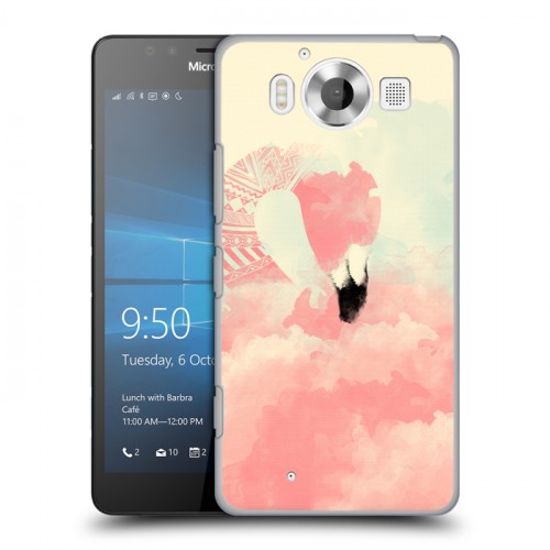 Дизайнерский пластиковый чехол для Microsoft Lumia 950 Розовые фламинго