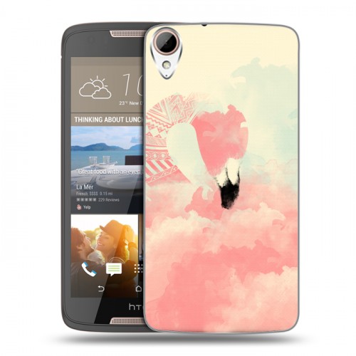 Дизайнерский пластиковый чехол для HTC Desire 828 Розовые фламинго