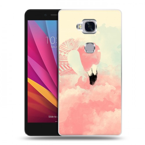 Дизайнерский силиконовый чехол для Huawei Honor 5X Розовые фламинго