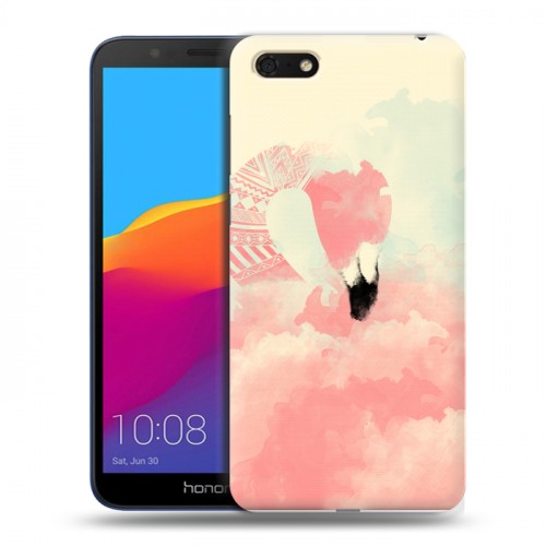 Дизайнерский пластиковый чехол для Huawei Honor 7A Розовые фламинго
