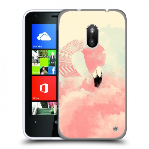 Дизайнерский пластиковый чехол для Nokia Lumia 620 Розовые фламинго