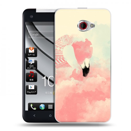 Дизайнерский пластиковый чехол для HTC Butterfly S Розовые фламинго