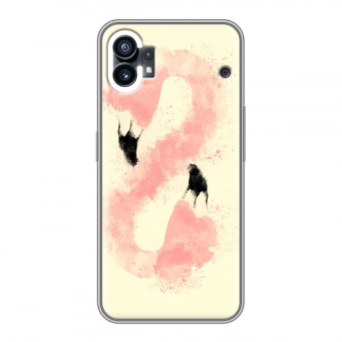 Дизайнерский силиконовый с усиленными углами чехол для Nothing Phone (1) Розовые фламинго