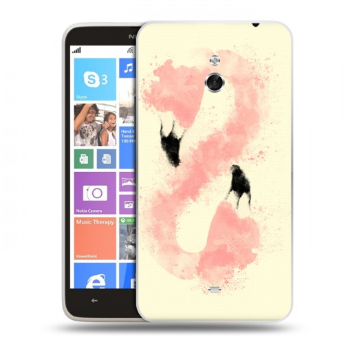 Дизайнерский пластиковый чехол для Nokia Lumia 1320 Розовые фламинго