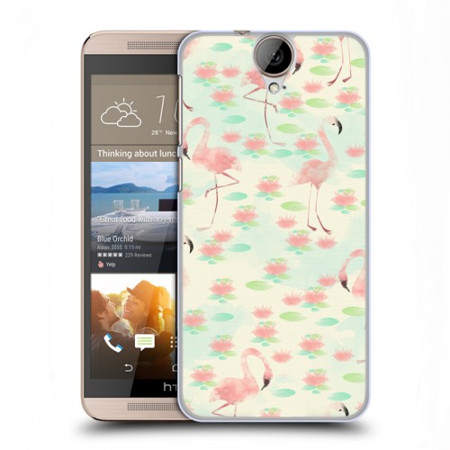 Дизайнерский пластиковый чехол для HTC One E9+ Розовые фламинго