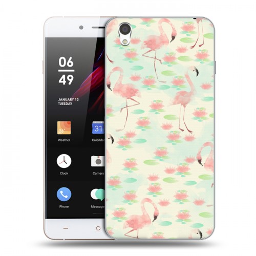 Дизайнерский пластиковый чехол для OnePlus X Розовые фламинго
