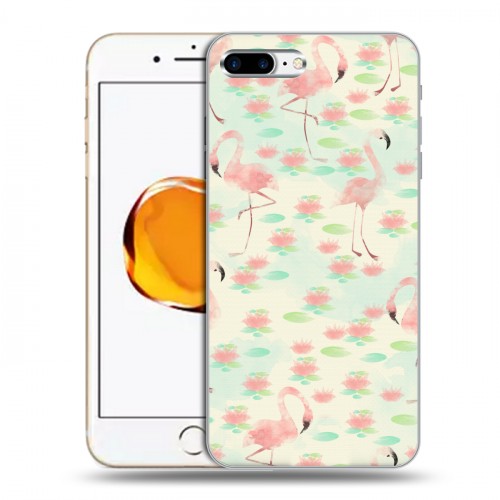 Дизайнерский силиконовый чехол для Iphone 7 Plus / 8 Plus Розовые фламинго