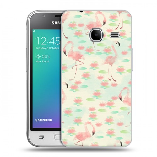 Дизайнерский силиконовый чехол для Samsung Galaxy J1 mini (2016) Розовые фламинго