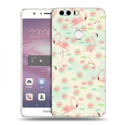 Дизайнерский пластиковый чехол для Huawei Honor 8 Розовые фламинго