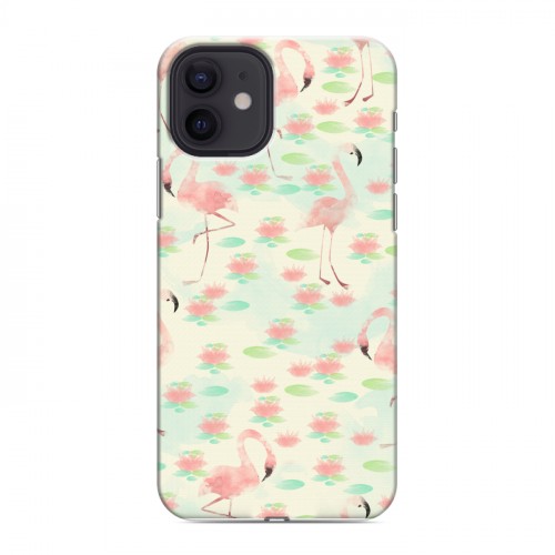 Дизайнерский силиконовый чехол для Iphone 12 Розовые фламинго