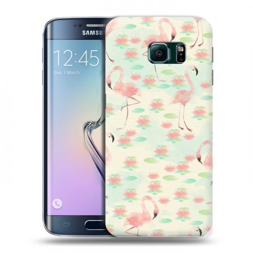 Дизайнерский пластиковый чехол для Samsung Galaxy S6 Edge Розовые фламинго