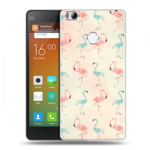 Дизайнерский пластиковый чехол для Xiaomi Mi4S Розовые фламинго