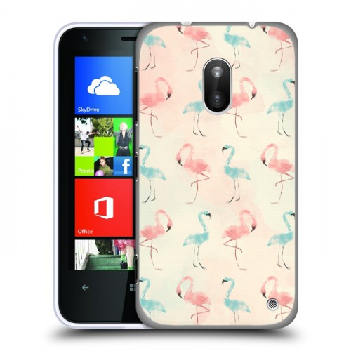 Дизайнерский пластиковый чехол для Nokia Lumia 620 Розовые фламинго