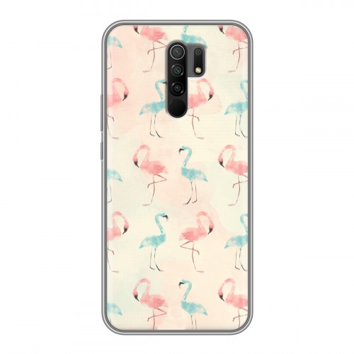 Дизайнерский силиконовый чехол для Xiaomi RedMi 9 Розовые фламинго