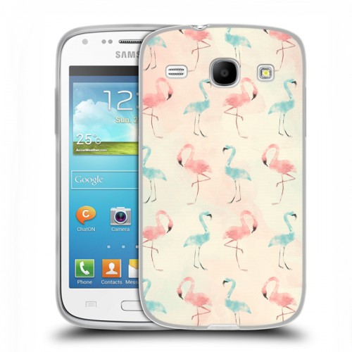 Дизайнерский пластиковый чехол для Samsung Galaxy Core Розовые фламинго