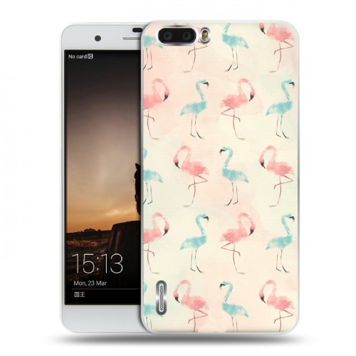 Дизайнерский пластиковый чехол для Huawei Honor 6 Plus Розовые фламинго