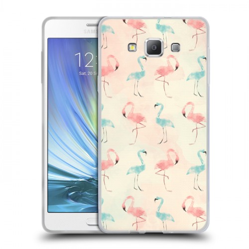 Дизайнерский пластиковый чехол для Samsung Galaxy A7 Розовые фламинго