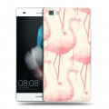 Дизайнерский пластиковый чехол для Huawei P8 Lite Розовые фламинго