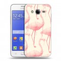 Дизайнерский пластиковый чехол для Samsung Galaxy J7 Розовые фламинго