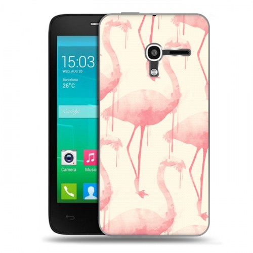 Дизайнерский пластиковый чехол для Alcatel One Touch Pop D3 Розовые фламинго