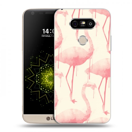 Дизайнерский пластиковый чехол для LG G5 Розовые фламинго