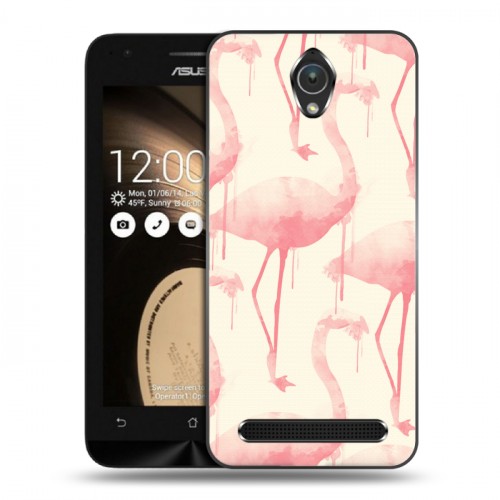 Дизайнерский пластиковый чехол для ASUS ZenFone Go 4.5 Розовые фламинго