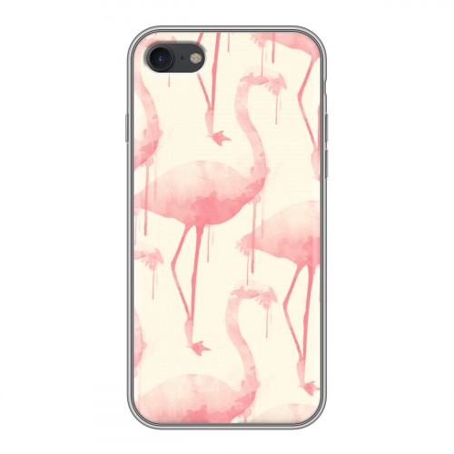 Дизайнерский силиконовый с усиленными углами чехол для Iphone 7 Розовые фламинго