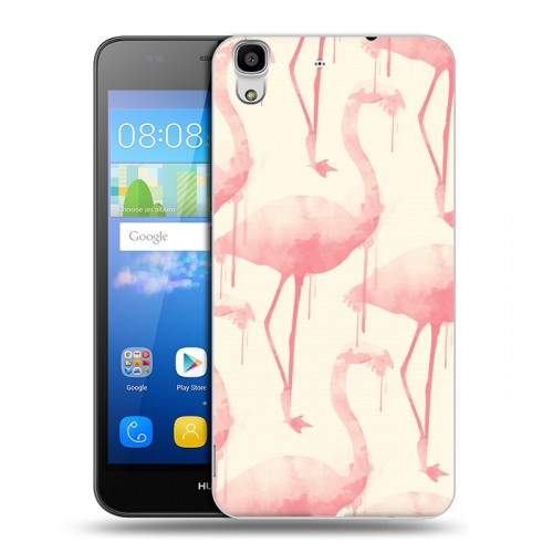Дизайнерский пластиковый чехол для Huawei Y6 Розовые фламинго
