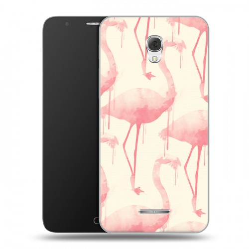 Дизайнерский пластиковый чехол для Alcatel Pop 4 Plus Розовые фламинго