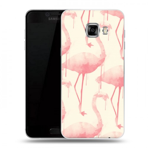 Дизайнерский пластиковый чехол для Samsung Galaxy C5 Розовые фламинго