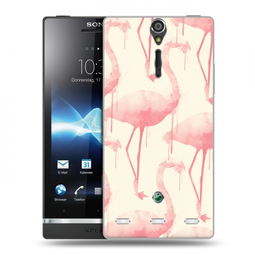 Дизайнерский пластиковый чехол для Sony Xperia S Розовые фламинго
