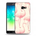 Дизайнерский пластиковый чехол для Samsung Galaxy A3 (2017) Розовые фламинго