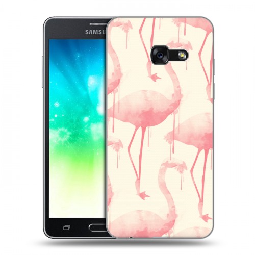Дизайнерский силиконовый с усиленными углами чехол для Samsung Galaxy A3 (2017) Розовые фламинго
