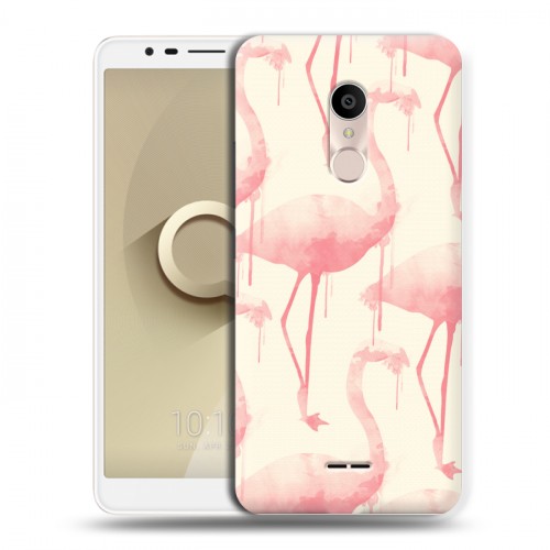 Дизайнерский силиконовый чехол для Alcatel 3C Розовые фламинго