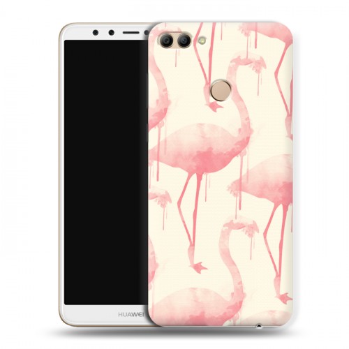 Дизайнерский пластиковый чехол для Huawei Y9 (2018) Розовые фламинго