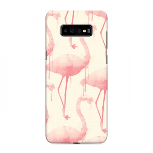 Дизайнерский пластиковый чехол для Samsung Galaxy S10 Plus Розовые фламинго