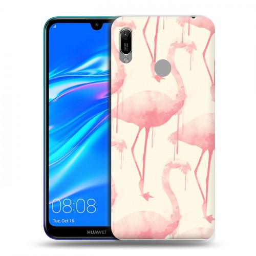 Дизайнерский пластиковый чехол для Huawei Y6 (2019) Розовые фламинго