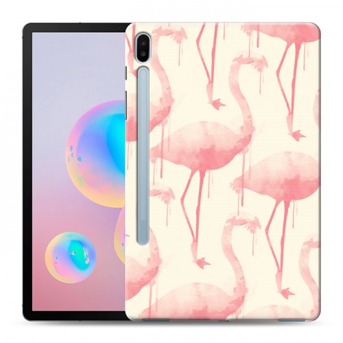 Дизайнерский силиконовый чехол для Samsung Galaxy Tab S6 Розовые фламинго
